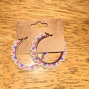 Handmade Colorful Beaded Hoop Earrings